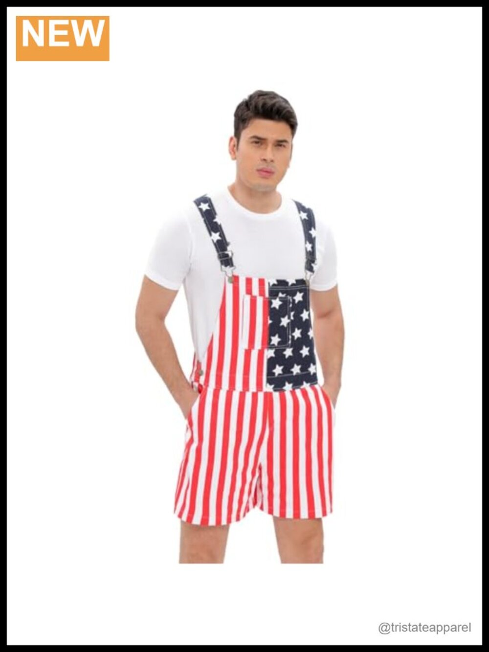 Women's Patriotic Overalls Denim Romper Shorts Adjustable One Piece Jumpsuit